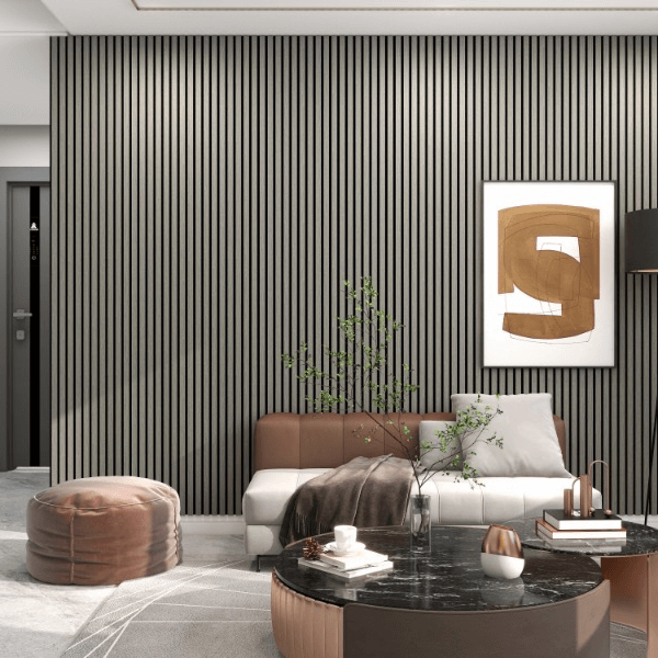 600mm Light Grey Acoustic Slat Wall Panel 2.4m Pack of 2 image